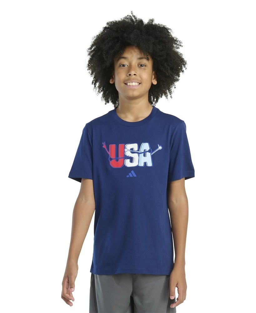 adidas Big Boys Short Sleeve Usa Friends T-Shirt