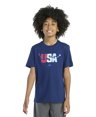 adidas Big Boys Short Sleeve Usa Friends T-Shirt