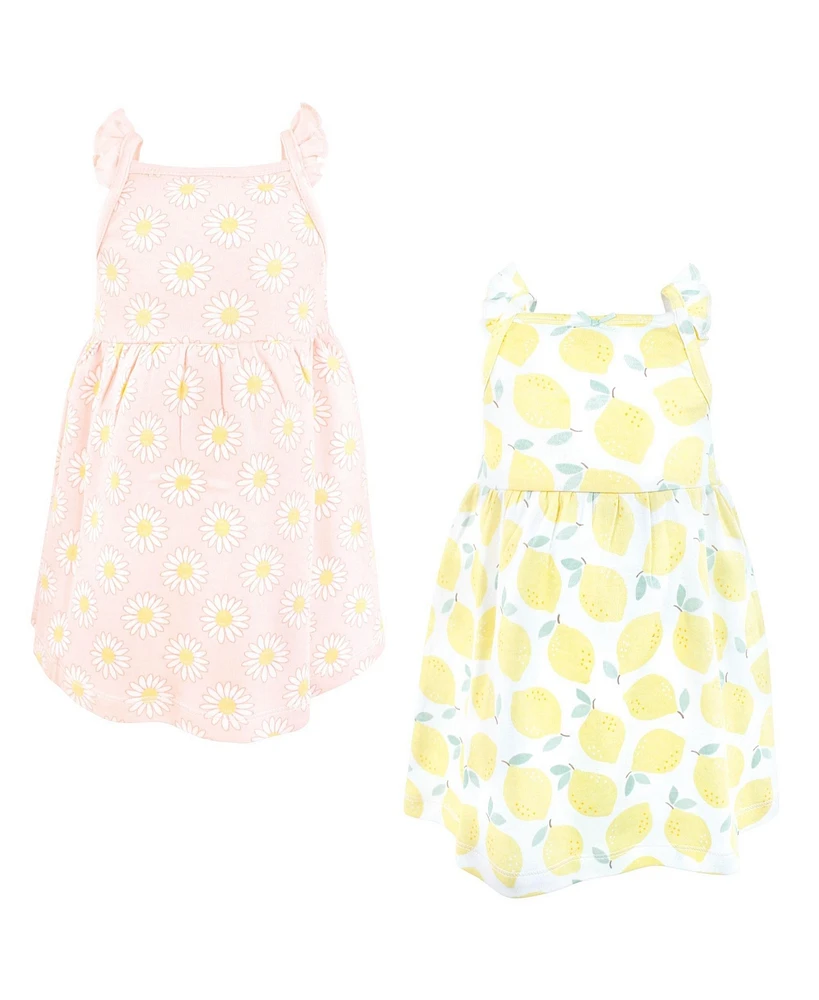 Hudson Baby Girls Cotton Dresses, Lemon Daisy