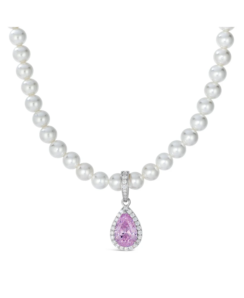 Anna Zuckerman Princess Di Pearl Necklace in Argyle Pink