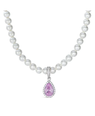 Anna Zuckerman Princess Di Pearl Necklace in Argyle Pink