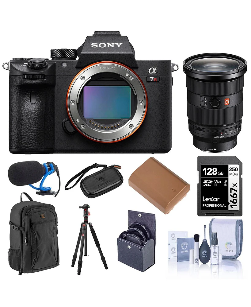Sony Alpha a7R Iv Mirrorless Camera (V2) with Fe 24-70mm f/2.8 Gm Lens, Bundle with Alpine 200 Backpack, 128GB Memory Card, Np-FZ100 Battery, TASC300