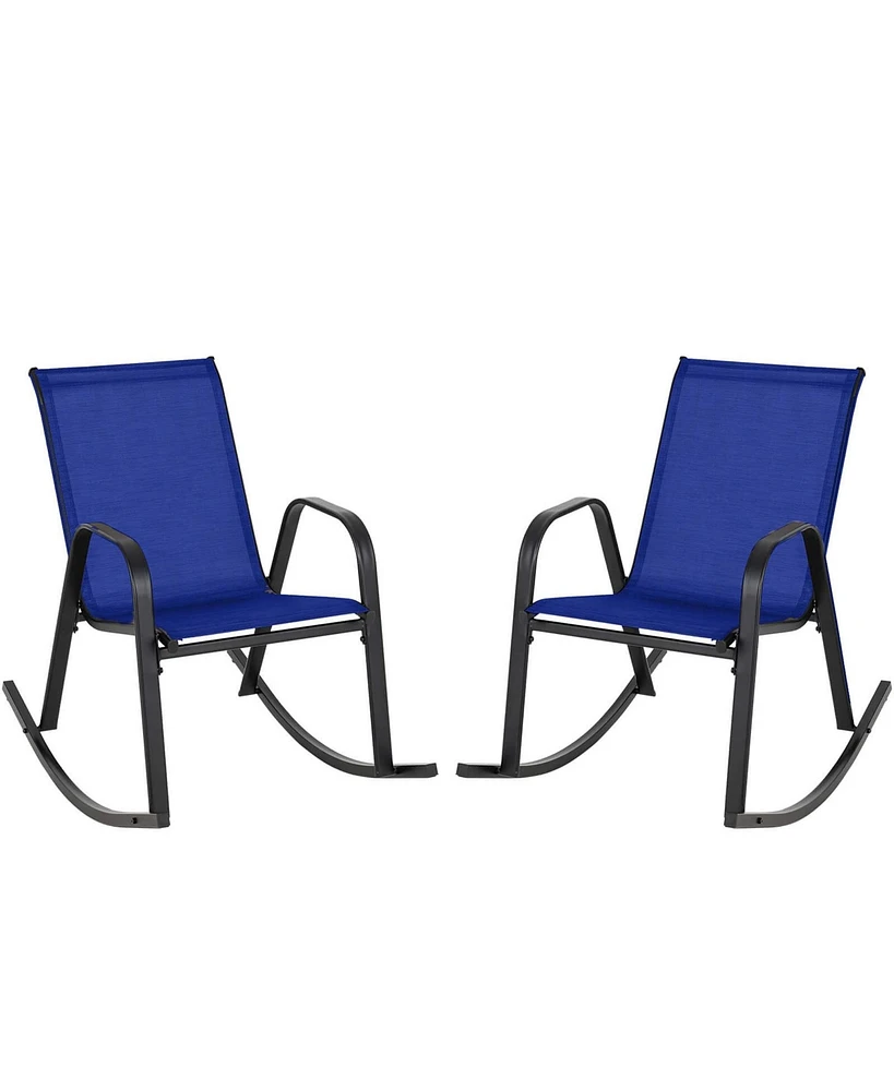2pcs Patio Rocking Chair Heavy-Duty Metal Rocker Outdoor Anti-Slip