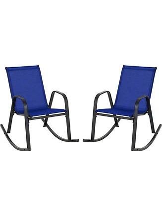 2pcs Patio Rocking Chair Heavy-Duty Metal Rocker Outdoor Anti-Slip