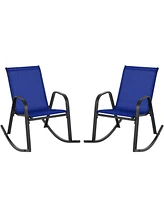 2pcs Patio Rocking Chair Heavy-Duty Metal Rocker Outdoor Anti-Slip