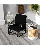 Patio Rocking Chair with Cushion Heavy-Duty Metal Frame Smooth Glider Outdoor