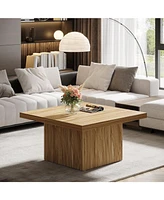 Tribesigns Square Coffee Table, 31.5-Inch Fluted Coffee Table, Mid-Century Modern Living Room Table, Large Cocktail Table for Living Room, Easy Assemb