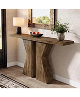 Tribesigns Farmhouse Entryway Table, 55.12 Inch Console Table Behind Sofa Table, Wood Sofa Table Narrow Hallway Table, Foyer Entry Table with K-Shaped