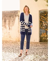 Celtic & Co. Women's Longline Edge To Stripe Cardigan