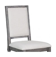 Set of Two Upholstered Linen Dining Side Chairs