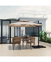 Gymax Patio 9.5FT Square Cantilever Offset Umbrella Double Vented 360° Heavy Duty