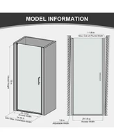 Zachvo Pivot Frameless Shower Door with Clear Glass