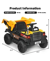 12V Battery Kids Ride On Dump Truck with Electric Bucket and Dump Bed