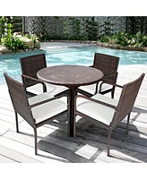 4 Pcs Outdoor Patio Rattan Dining Chairs Cushioned Sofa
