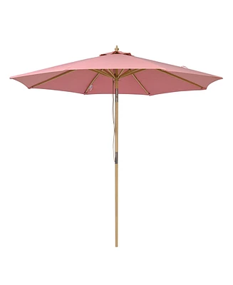LAGarden 9Ft Patio Boho Market Patio Umbrella 260GSM Acrylic Fabric 5-Year-Non-Fading Resort Outdoor Market Cheery Pink
