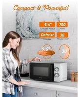 Commercial Chef Small Microwave 0.7 Cu. Ft. Countertop Microwave with Mechanical Control, White Microwave with 6 Power Levels, Outstanding Portable Mi