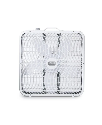 Black+Decker Box Fan with 3 Speed Settings, 20” Box Fan with Carrying Handle, Rotary Knob and Recessed Cord Storage, Portable Fan and Cooling F