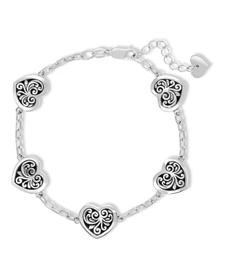 Devata Five Sweet Heart Filigree Chain Bracelet, 7.0 in adj to 8.0 in