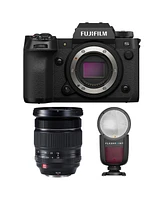 Fujifilm X-H2S Mirrorless Camera with Xf 16-55mm f/2.8 R Lm Wr Lens, Black, Bundle with Zoom Li-on X R2 Ttl Round Flash Speedlight