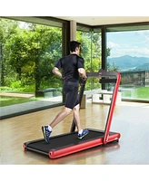 4.75HP 2 In 1 Folding Treadmill with Remote App Control-Red