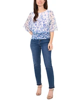 Sam & Jess Women's Floral-Print Smocked Top