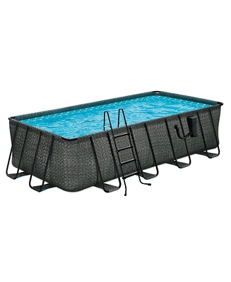 Funsicle 18' x 9' x 52" Oasis Rectangle Outdoor Above Ground Swimming Pool, Gray