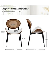 Ema Modern Dining Chair with Curved Wood Backrest,Set of 2