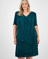Connected Plus V-Neck Short-Sleeve Tiered Dress