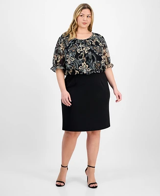 Connected Plus Printed Bodice Sheath Dress