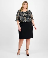 Connected Plus Printed Bodice Sheath Dress