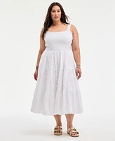 On 34 Trendy Plus Smocked Eyelet Maxi Dress, Exclusively at Macy's