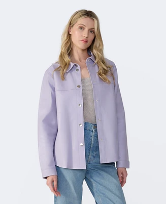 Furniq Uk Women's Leather Shirt Jacket, Created for Macy's