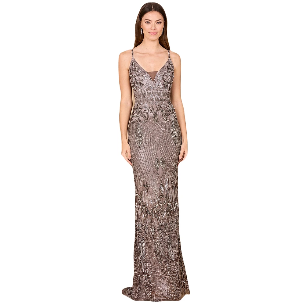 Lara Women's Sleeveless V-Neck Beaded Dress