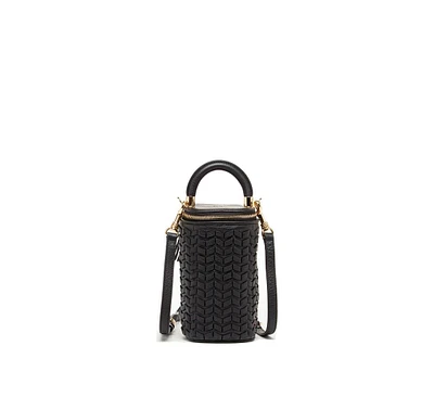 Susu Mini Purse Leather Black Crossbody Bag Weave Small Bucket Bag Women's Handbag