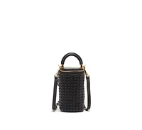 Susu Mini Purse Leather Black Crossbody Bag Weave Small Bucket Bag Women's Handbag