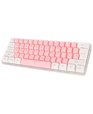 Mini Keyboard, 61 Keys Keyboard Small Gaming Keyboard Gaming Keyboard 60 Percent Wired Gaming Keyboard (Pink)