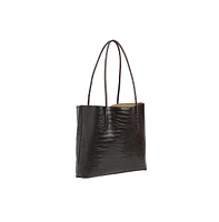 Women's Black Textured Leather Tote Bag Set