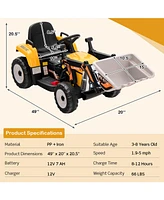 12V Battery Powered Kids Ride on Excavator with Adjustable Arm and Bucket