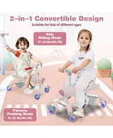 2-in-1 Kids Ride-on Push Car with Led Lighted Wheels