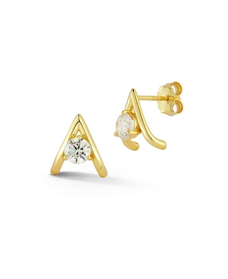 Rachel Zoe 14K Gold Plated Sterling Silver Cubic Zirconia Huggie Stud Earrings