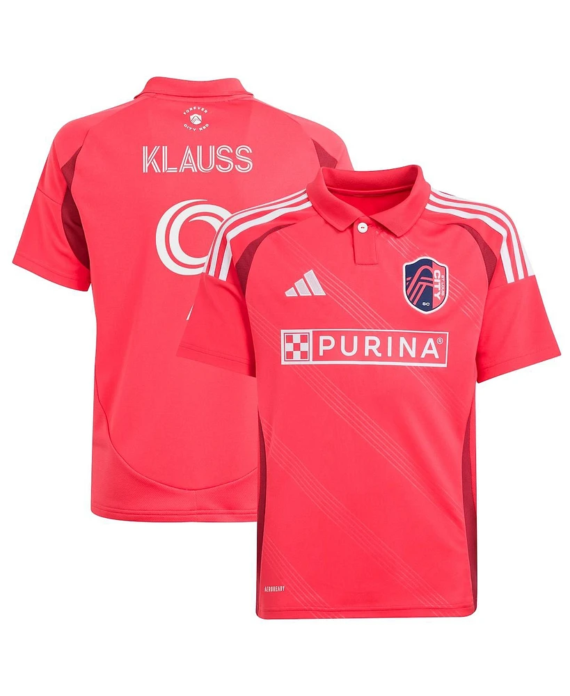 Adidas Big Boys and Girls Joao Klauss Red St. Louis City Sc 2025 Forever Replica Player Jersey
