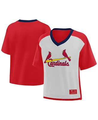 Fanatics Women's Red/Graphite St. Louis Cardinals Oversized Race To Win V-Neck T-Shirt