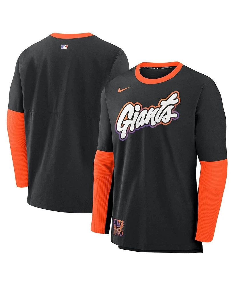 Nike Men's Black/Orange San Francisco Giants 2025 City Connect Authentic Collection Lightweight Player Tri-Blend Performance Long Sleeve T-Shirt