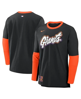 Nike Men's Black/Orange San Francisco Giants 2025 City Connect Authentic Collection Lightweight Player Tri-Blend Performance Long Sleeve T-Shirt