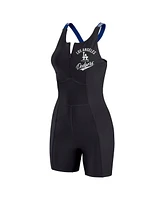 Wear By Erin Andrews Women's Black Los Angeles Dodgers Bodycon Quarter-Zip Romper