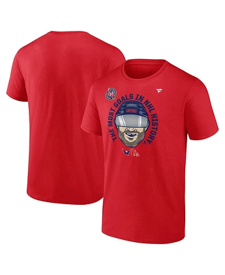 Fanatics Men's Alexander Ovechkin Athletic Red Washington Capitals Nhl All-Time Leading Goal Scorer Caricature T-Shirt