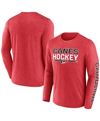 Fanatics Men's Heather Red Carolina Hurricanes Sweep Iconic Synthetic Long Sleeve T-Shirt