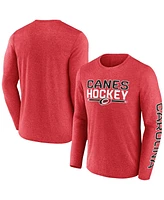Fanatics Men's Heather Red Carolina Hurricanes Sweep Iconic Synthetic Long Sleeve T-Shirt