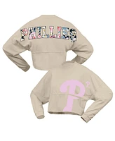 Fanatics Women's Cream Philadelphia Phillies Floral Preppy Cropped Long Sleeve T-Shirt