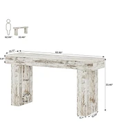Tribesigns 63-Inch Long Console Table, Farmhouse Wooden Sofa Table Behind The Couch, Narrow Entryway Table for Entrance, Hallway, Living Room (Distres